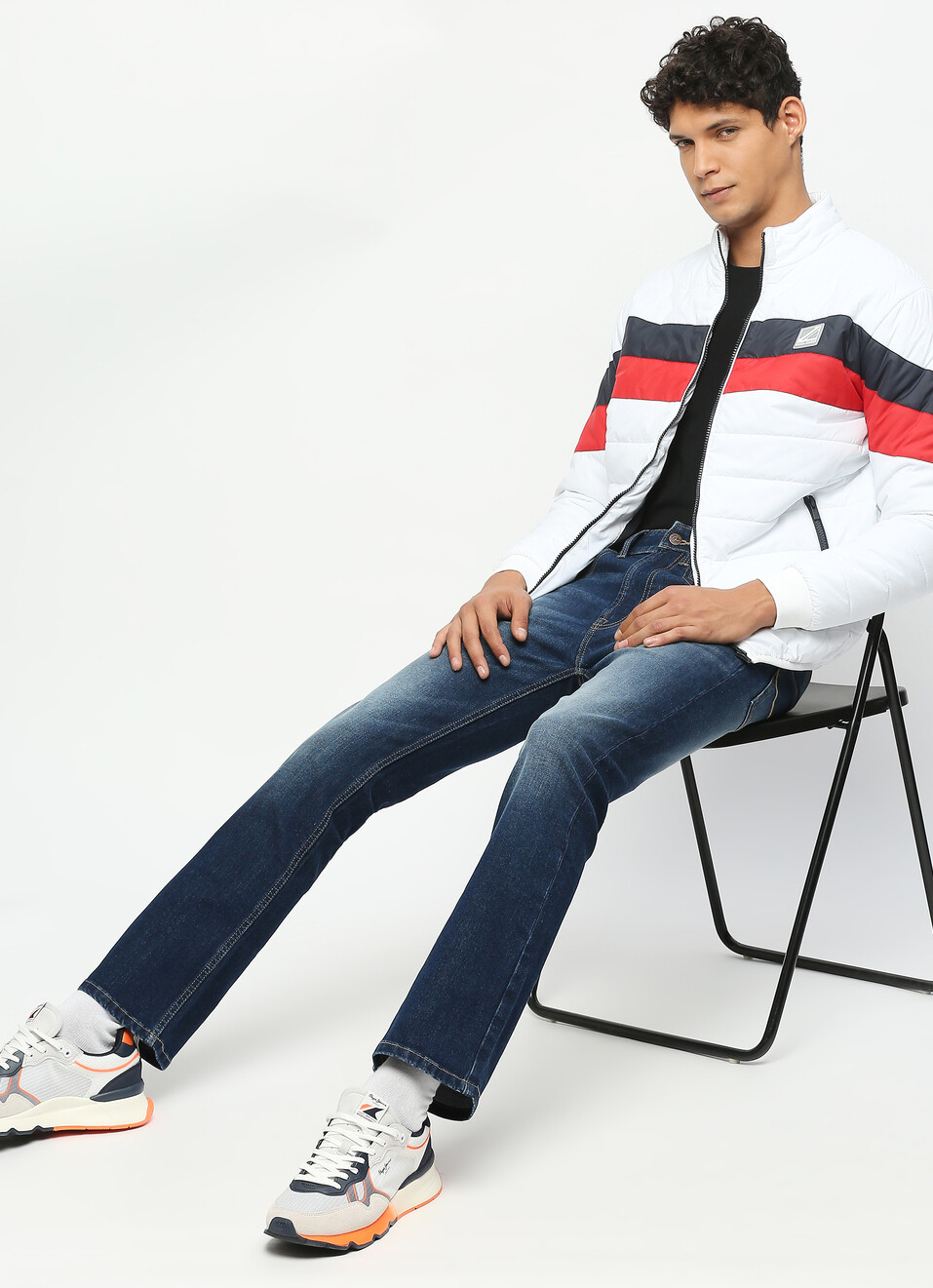 White Printed Puffer Jacket, , large image number 6