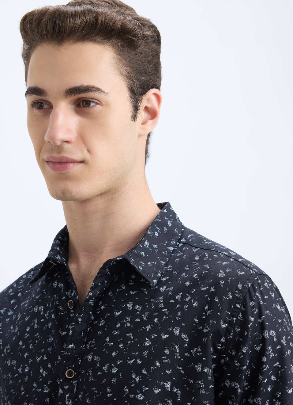 Men Black All Over Minimal Print Full Sleeve Shirt, , large image number 4