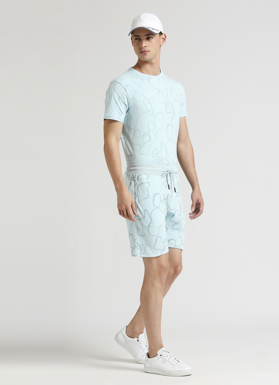 Pale Blue All Over Print Shorts , , large image number 0