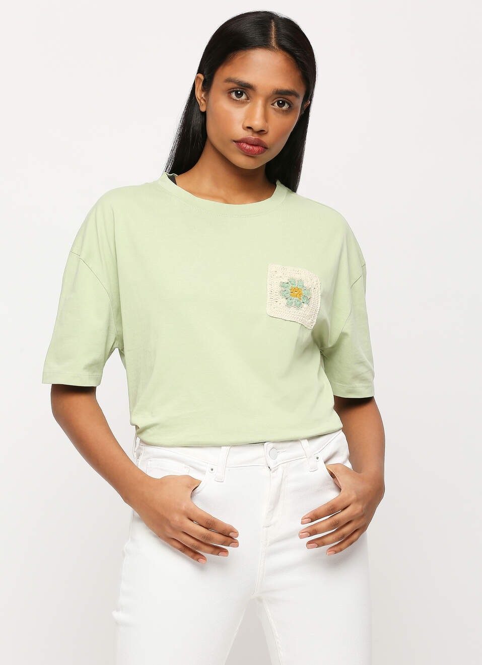 Green Oversized Short Sleeve T-shirt, , large image number 5