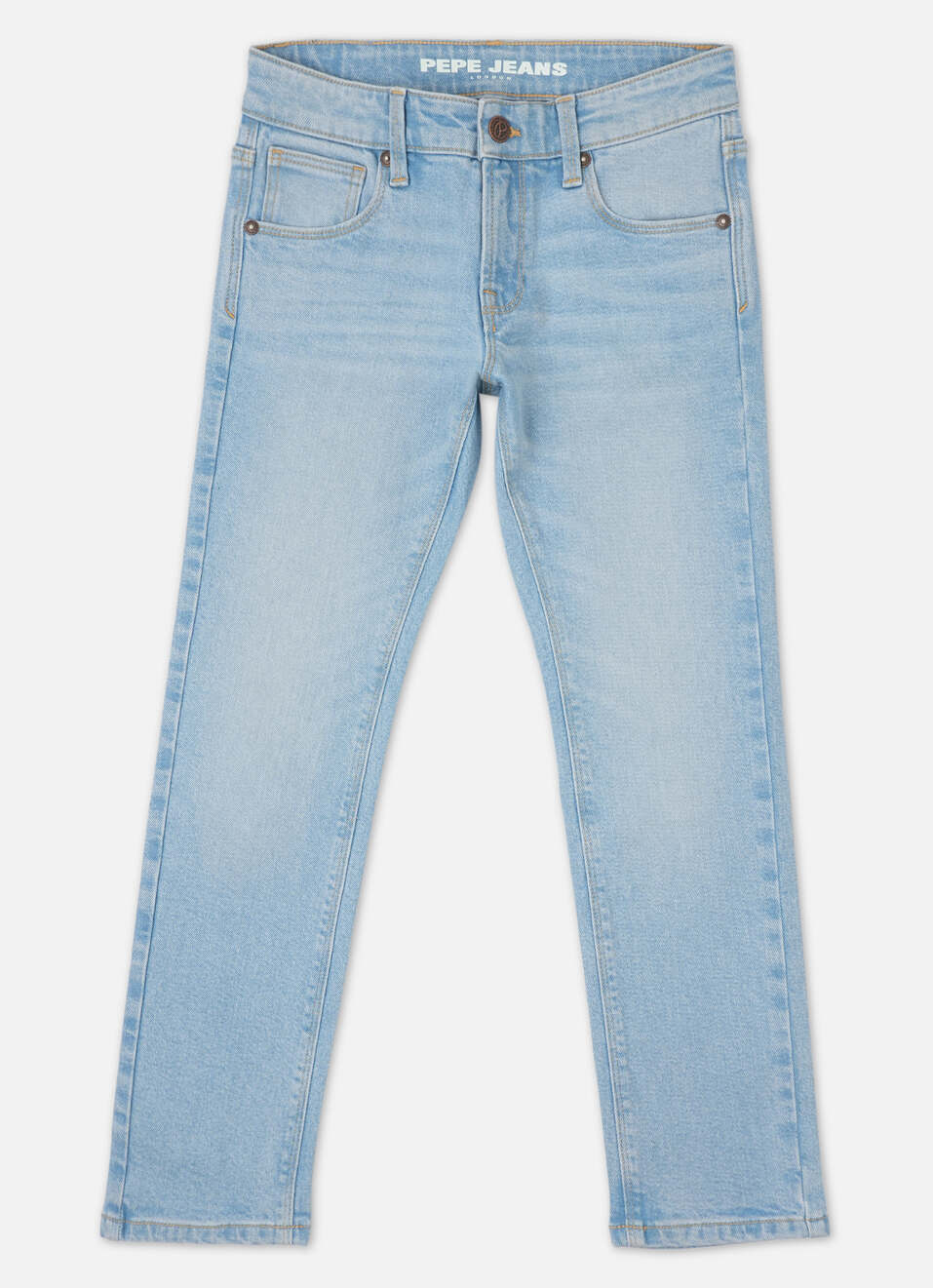 Boys Light Blue Rivet Mid Rise Slim Fit Jeans, , large image number 0