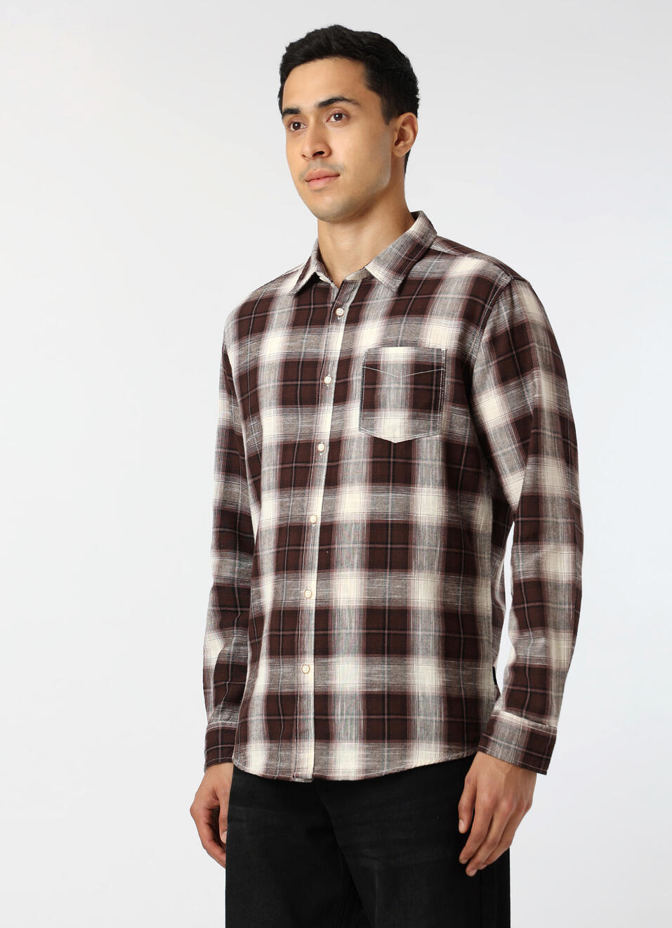 Men Brown Regular Fit Checked Casual Shirt, , large image number 3