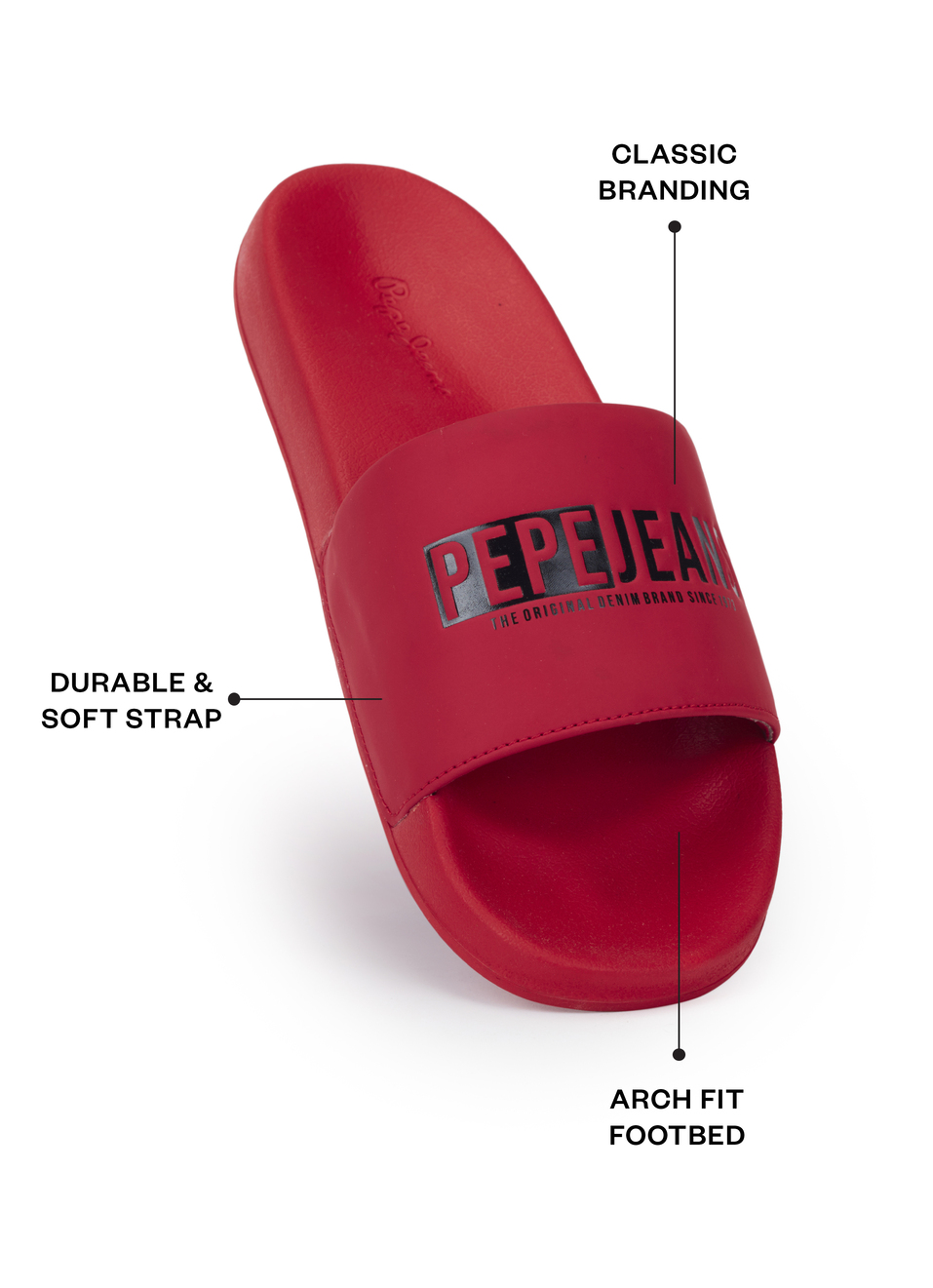 Men Red Logo Printed Arch Fit With Anti-skid Beach Slides, , large image number 1
