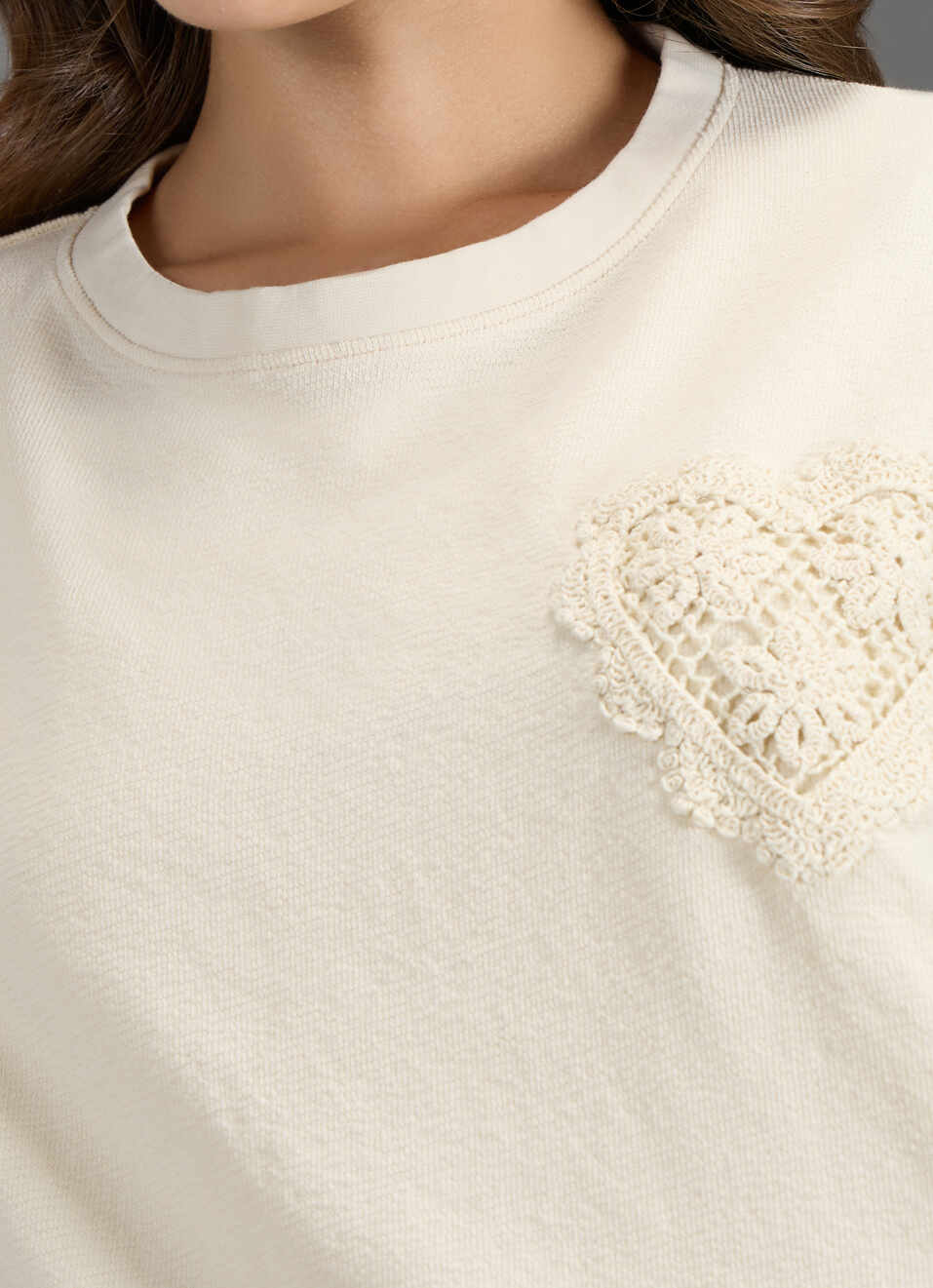 Women Beige Embroidered Comfort Fit T-shirt, , large image number 1