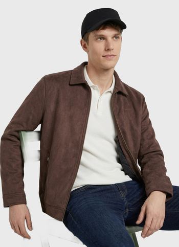 Men Brown Solid Long Sleeve Jacket