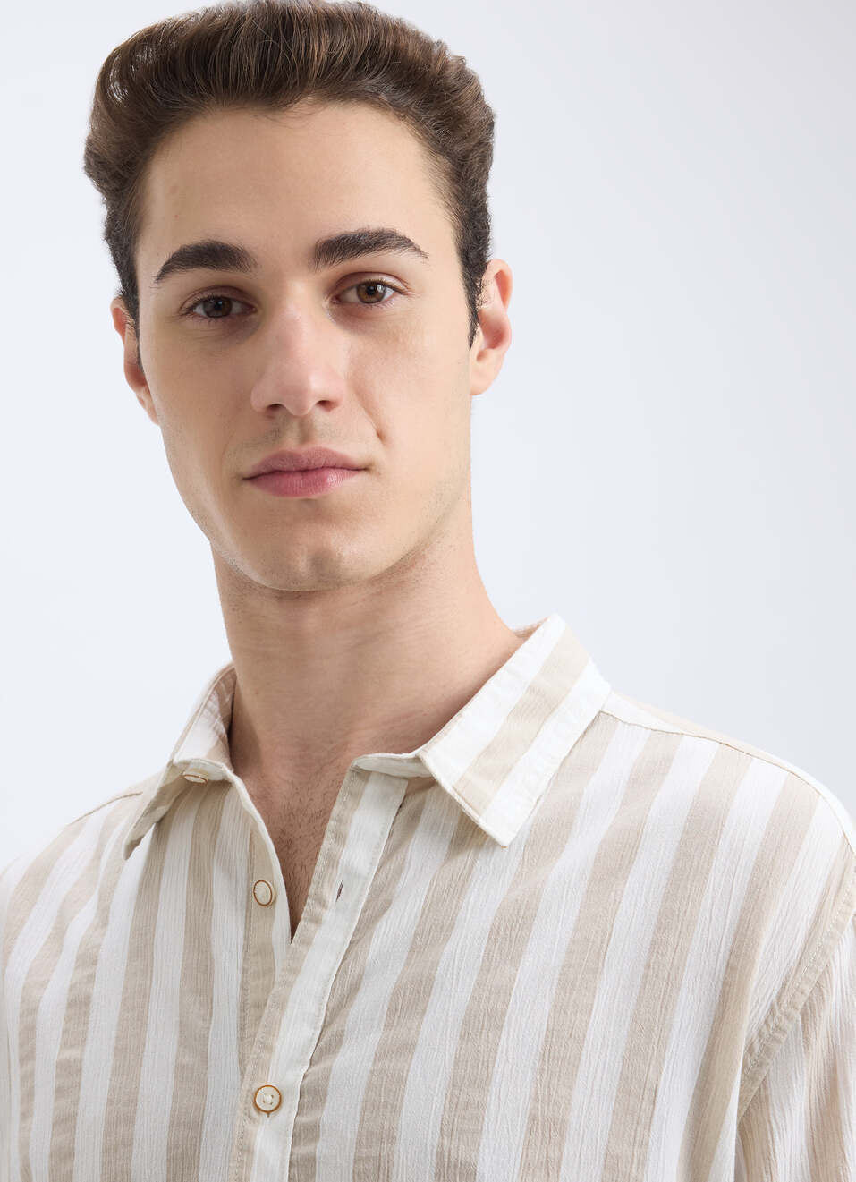 Men Beige Stripe Full Sleeve Shirt, , large image number 4