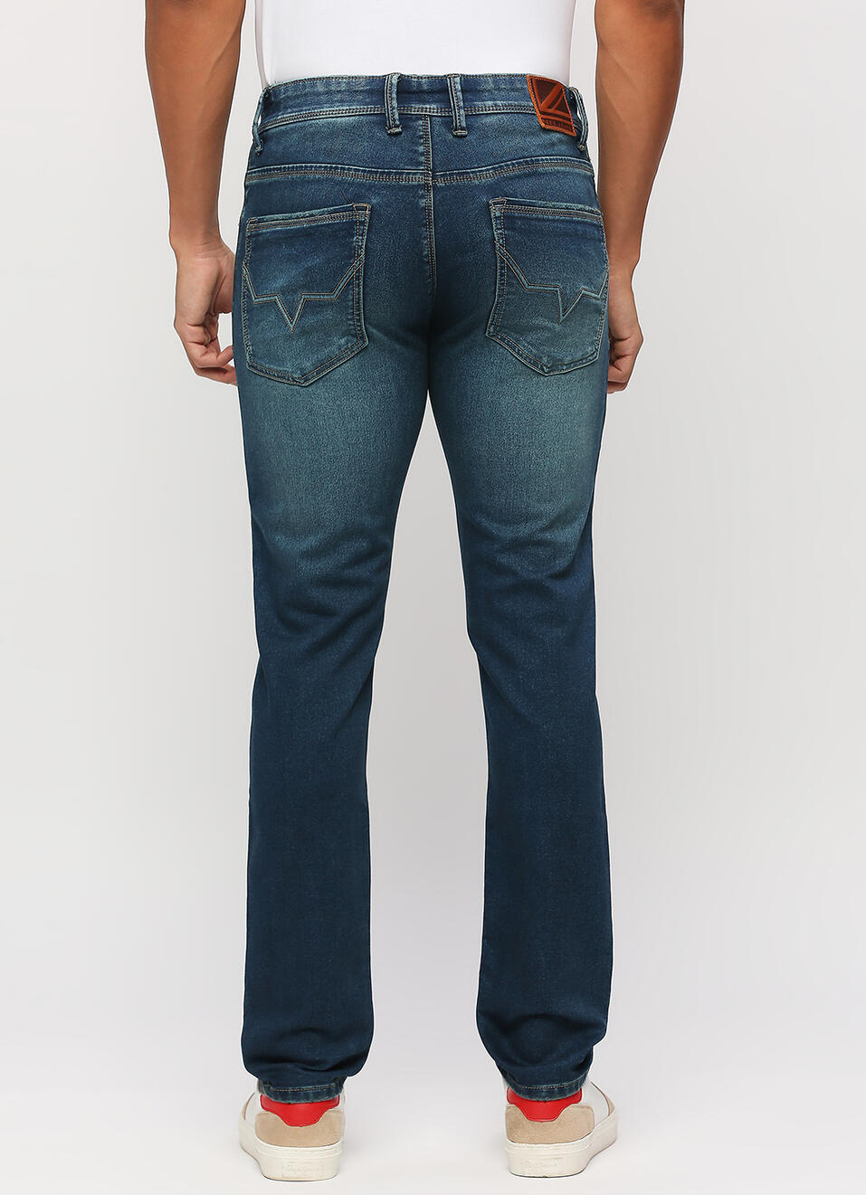 Vapour Dark Blue Mid Rise Tapered Jeans, , large image number 3