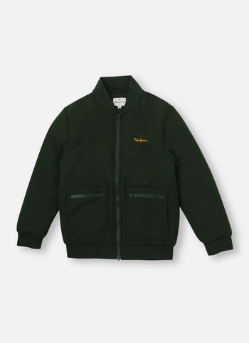 Boys Olive Back Print Full Sleeve Jacket