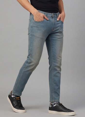 Men Blue Mid Rise Skinny Fit Gymindigo Jeans