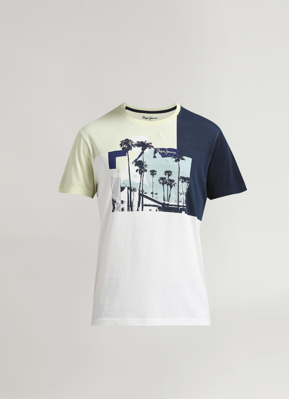 Green Tropical Print Colour Blocked Short Sleeve T-shirt, , large image number 6