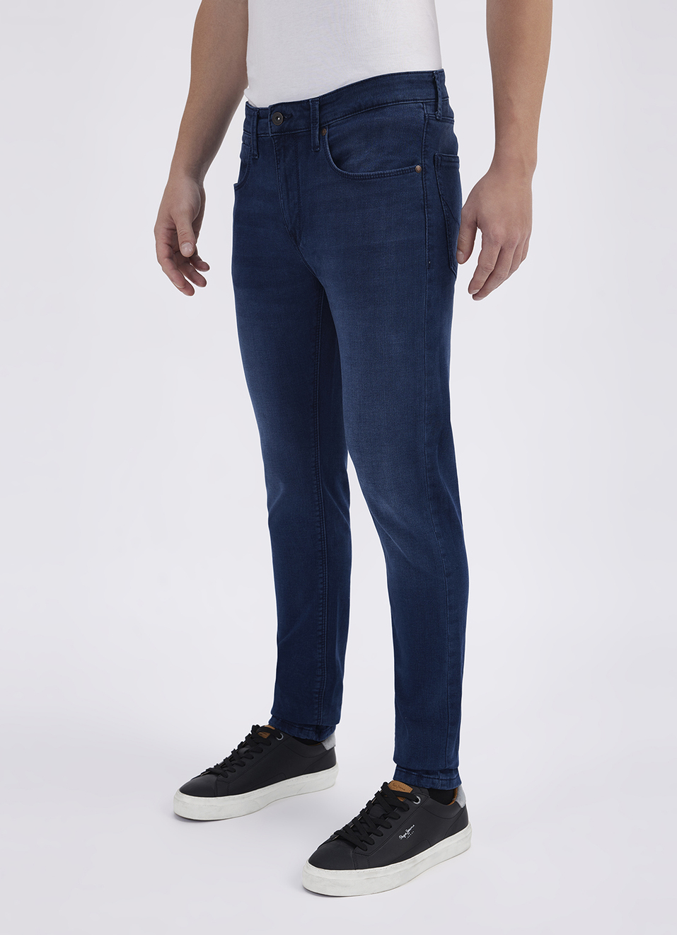Men Blue Mid Rise Tapered Structured Jogger Like Jeans, , large image number 6