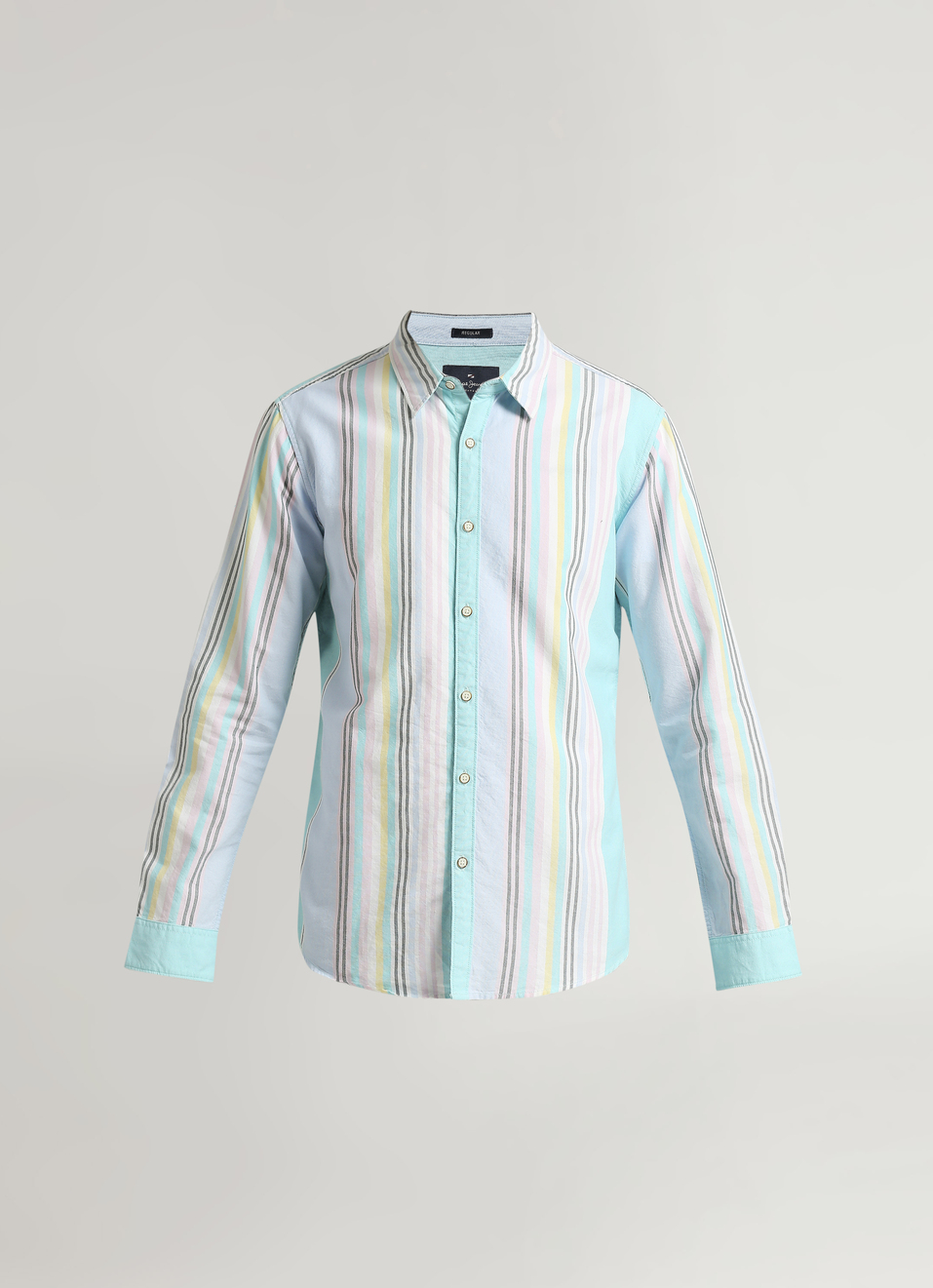 Aqua Stripes Trendy Summer Long Sleeve Shirt, , large image number 6