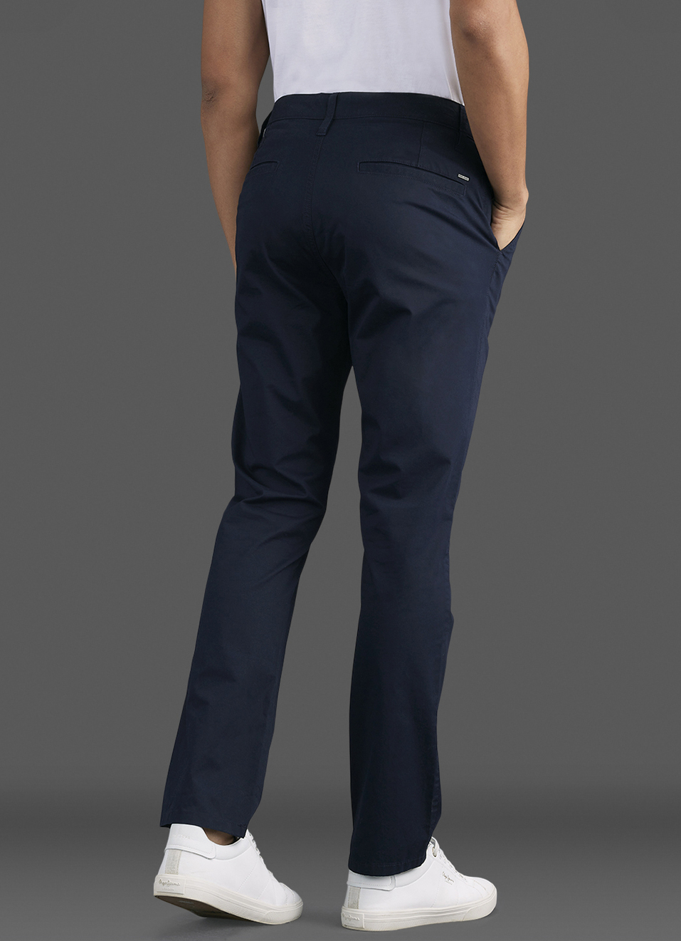 Men Navy Blue Mid Rise Straight Fit Chino Pants, , large image number 3