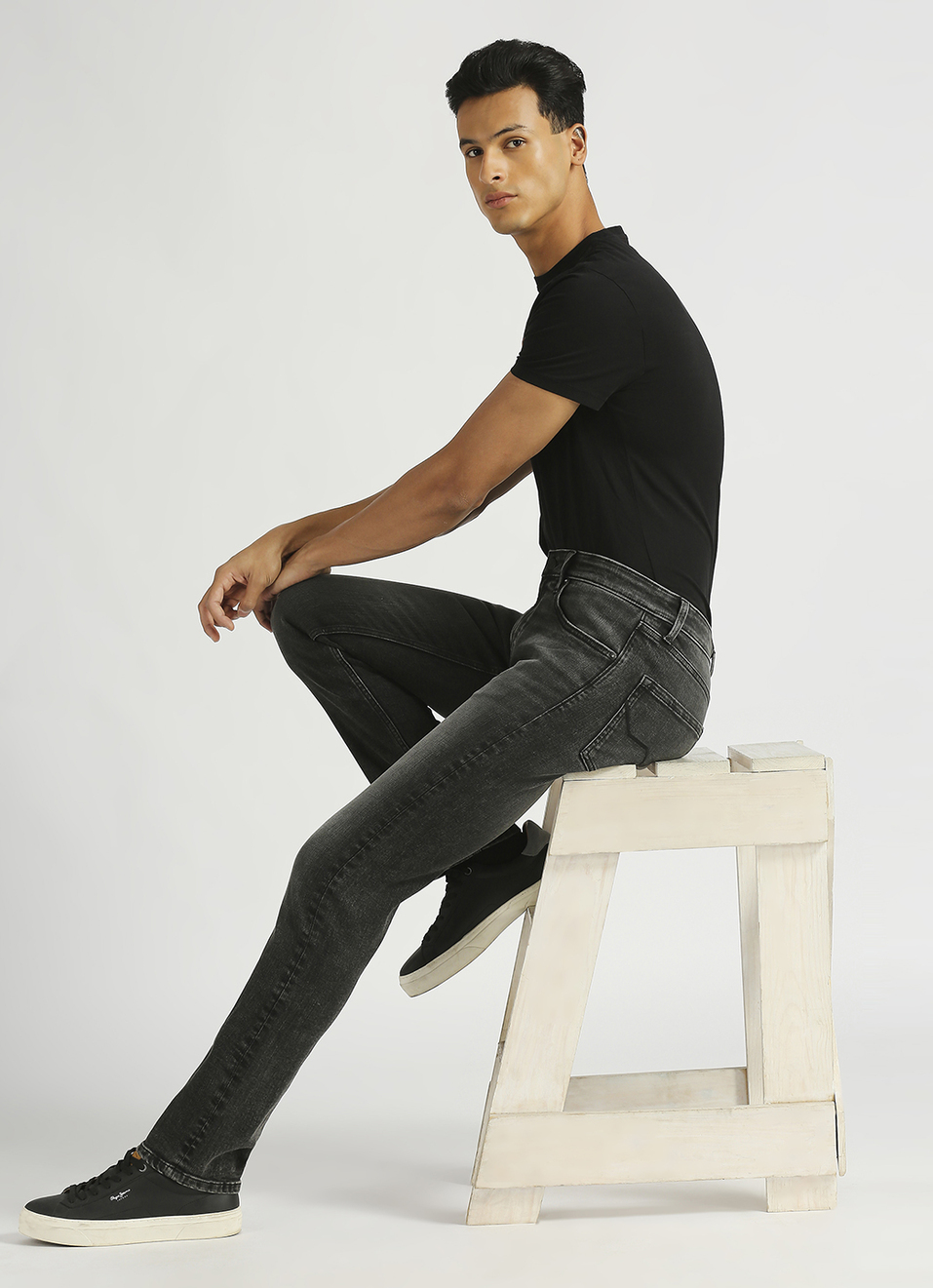 Vapour Black Mid Rise Slim Fit Jeans, , large image number 6