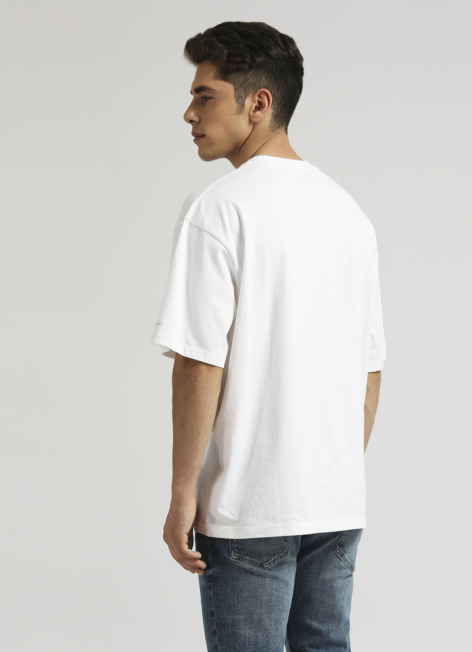 White Water Based Print Oversized Short Sleeve T-shirt , , large image number 2