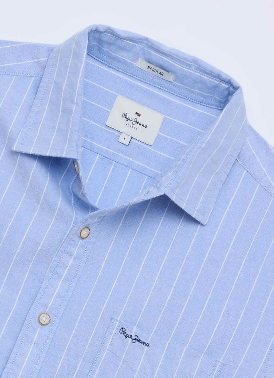 Men Blue Striped Oxford Long Sleeve Shirt, , large image number 6
