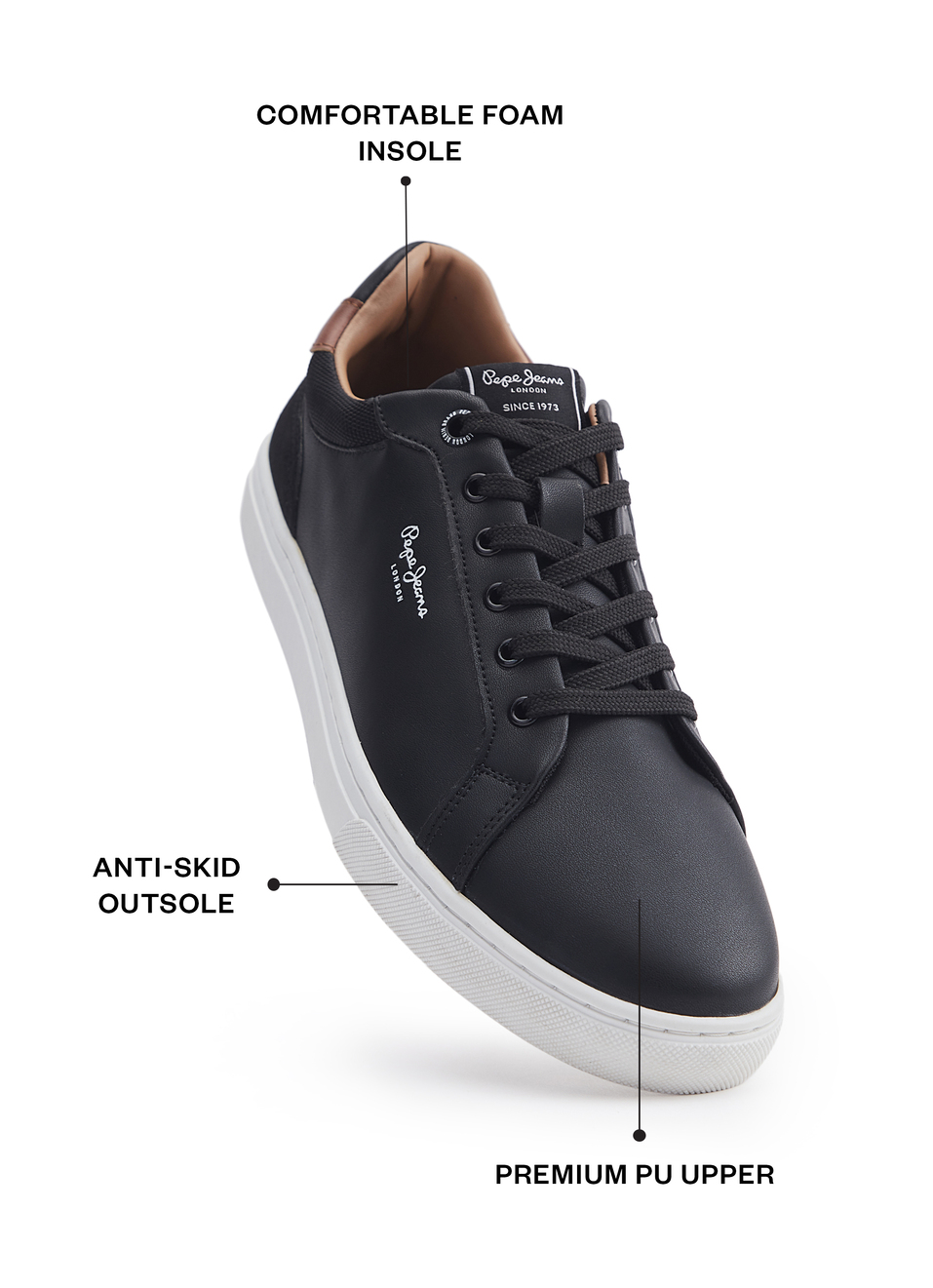 Kenton Court Black Cupsole Sneakers, , large image number 1