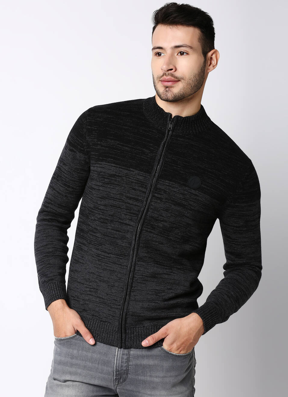 Francis High Neck Zip Thru Sweater, , large image number 0
