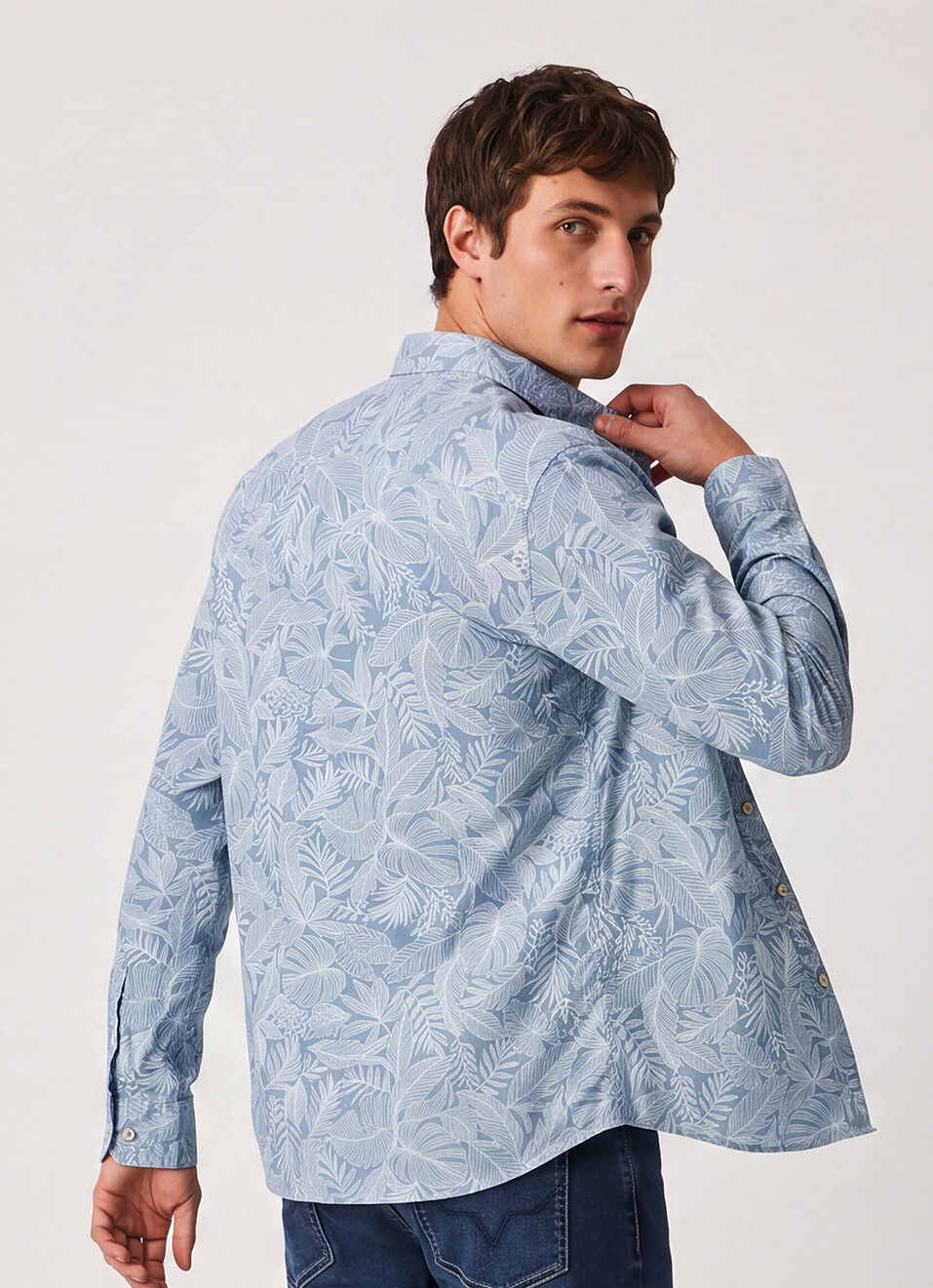 Men Blue Printed Long Sleeve Shirt, , large image number 2