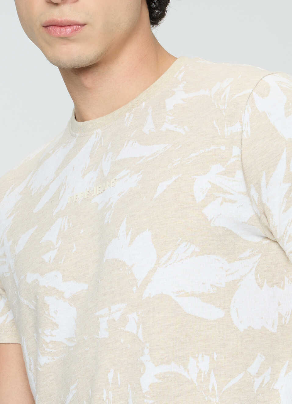 Men Ivory White Printed Slim Fit T-shirt, , large image number 6