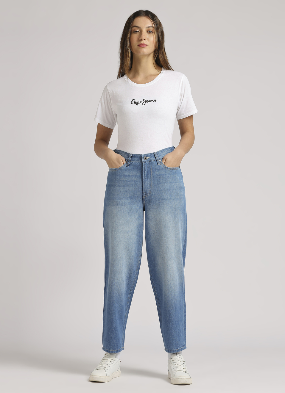 Blue High Waist Balloon Jeans, , large image number 0
