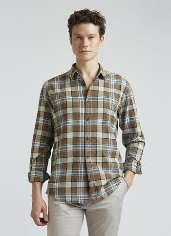Brown Open Structure Check Full Sleeve Shirt