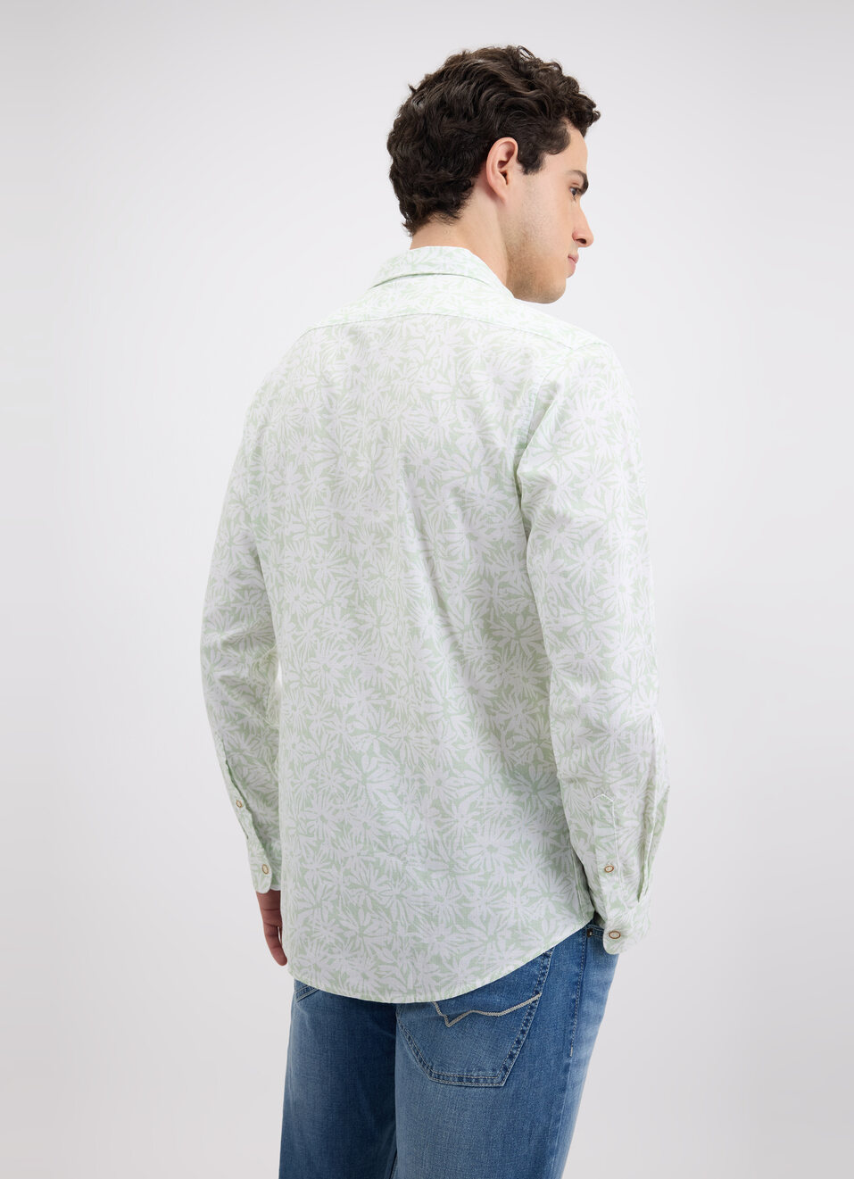 Men Green Floral Print Full Sleeve Shirt, , large image number 2