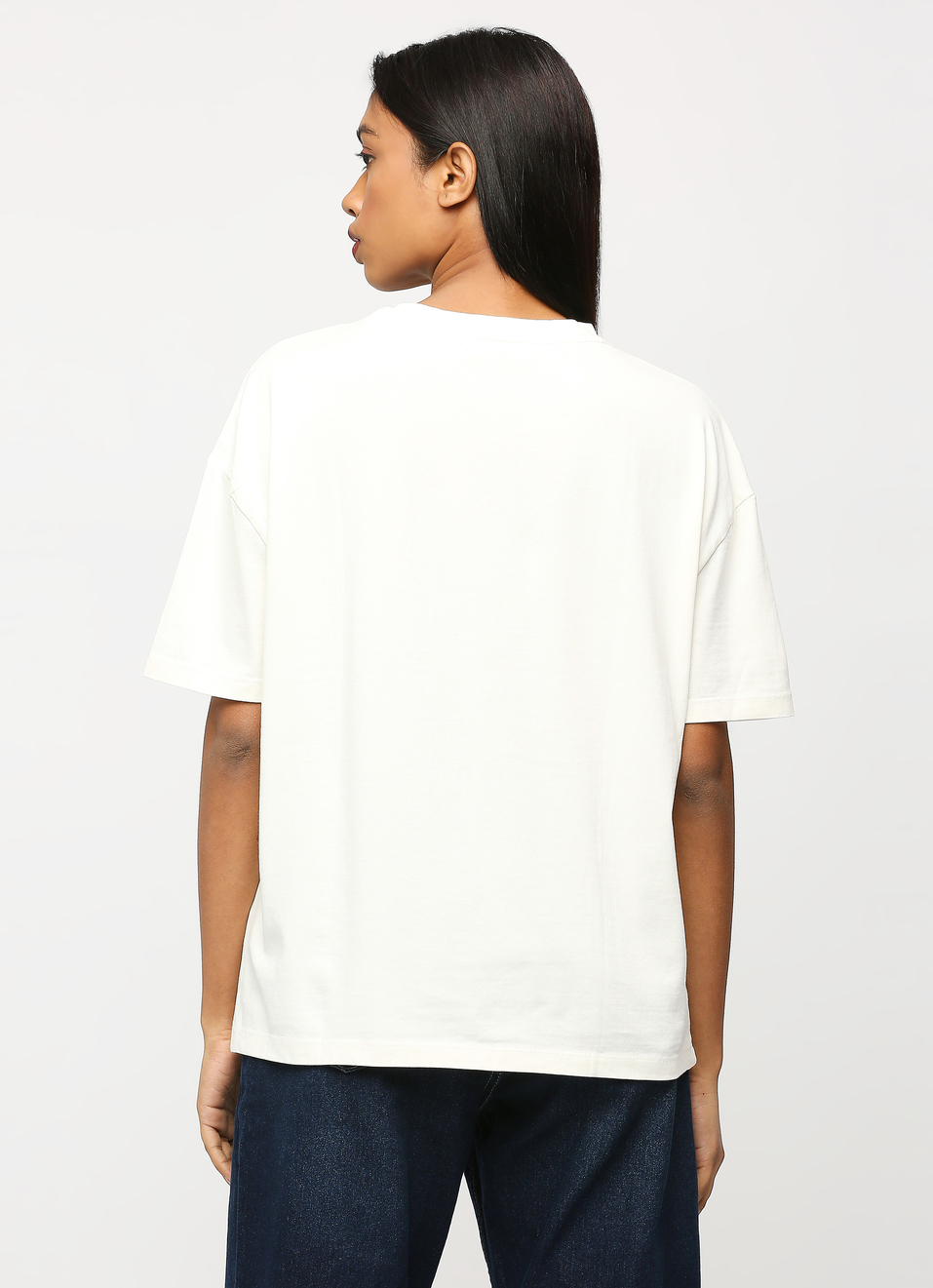 White Crochet Pocket Oversized Short Sleeve T-shirt, , large image number 2