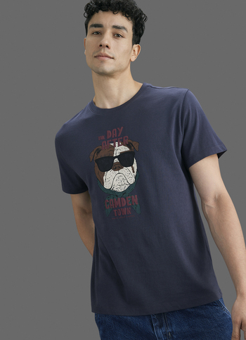 Men Grey Printed Relaxed Fit Short Sleeve T-shirt