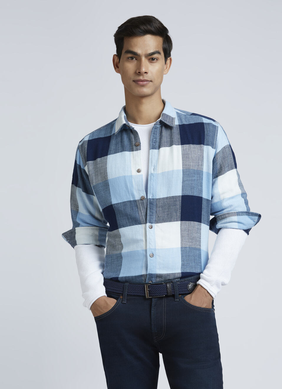 Blue Checks Full Sleeve Shirt, , large image number 0