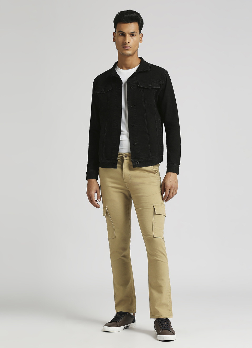 Cargo Straight Mid Rise Green Tinted Jeans, , large image number 1