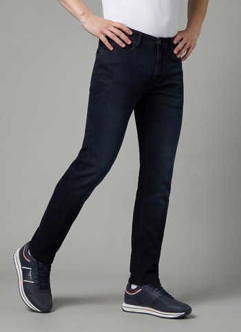 Men Black Mid Rise Slim Structured Jeans