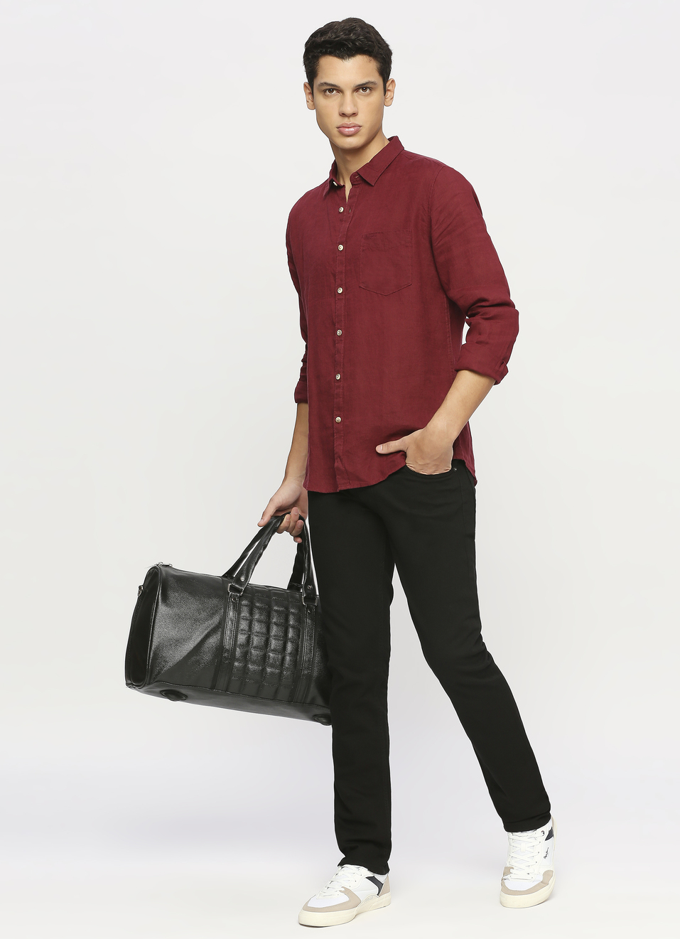 Burgundy Patch Pocket Full Sleeve Shirt, , large image number 6
