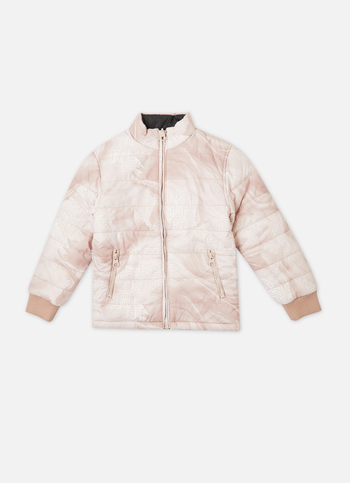 Boys White Printed Full Sleeve Reversible Jacket