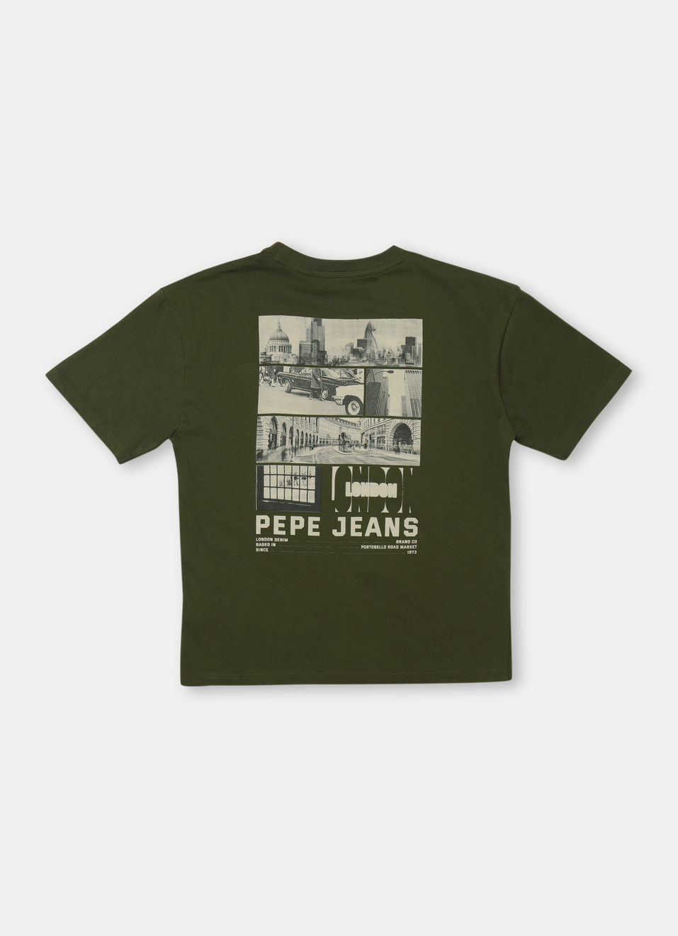 Boys Olive Back Print Short Sleeve Oversized T-shirt, , large image number 0