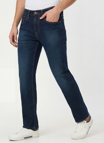 Men Blue Mid Rise Straight Fit Jeans
