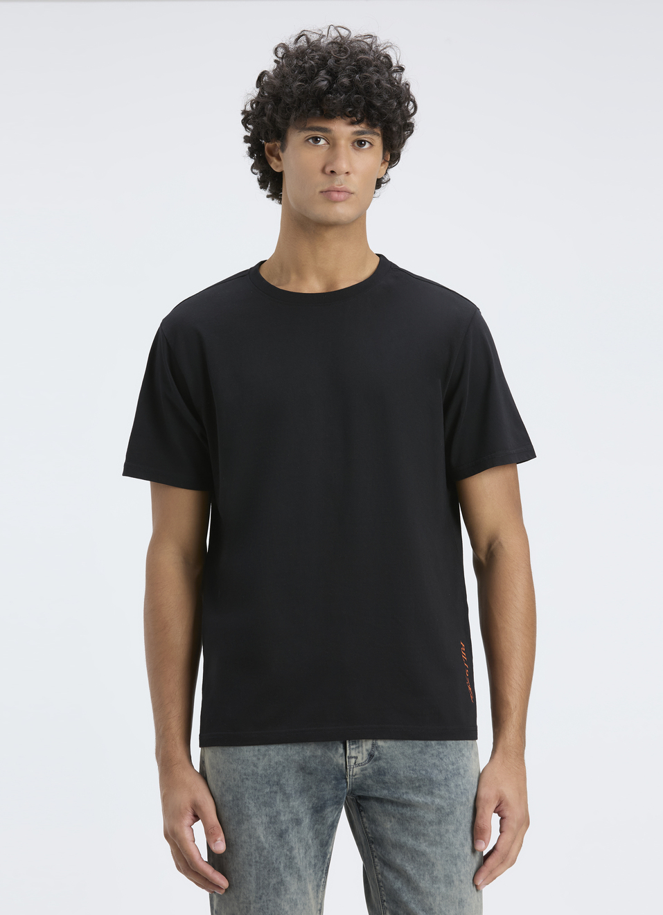 Men Black Back Print Relaxed Fit Short Sleeve T-shirt, , large image number 1