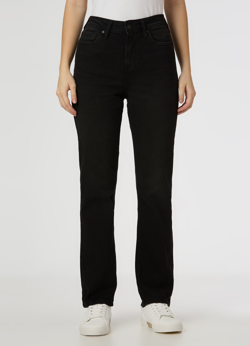 Women Black High Rise Straight Fit Stretchable Jeans, , large image number 1