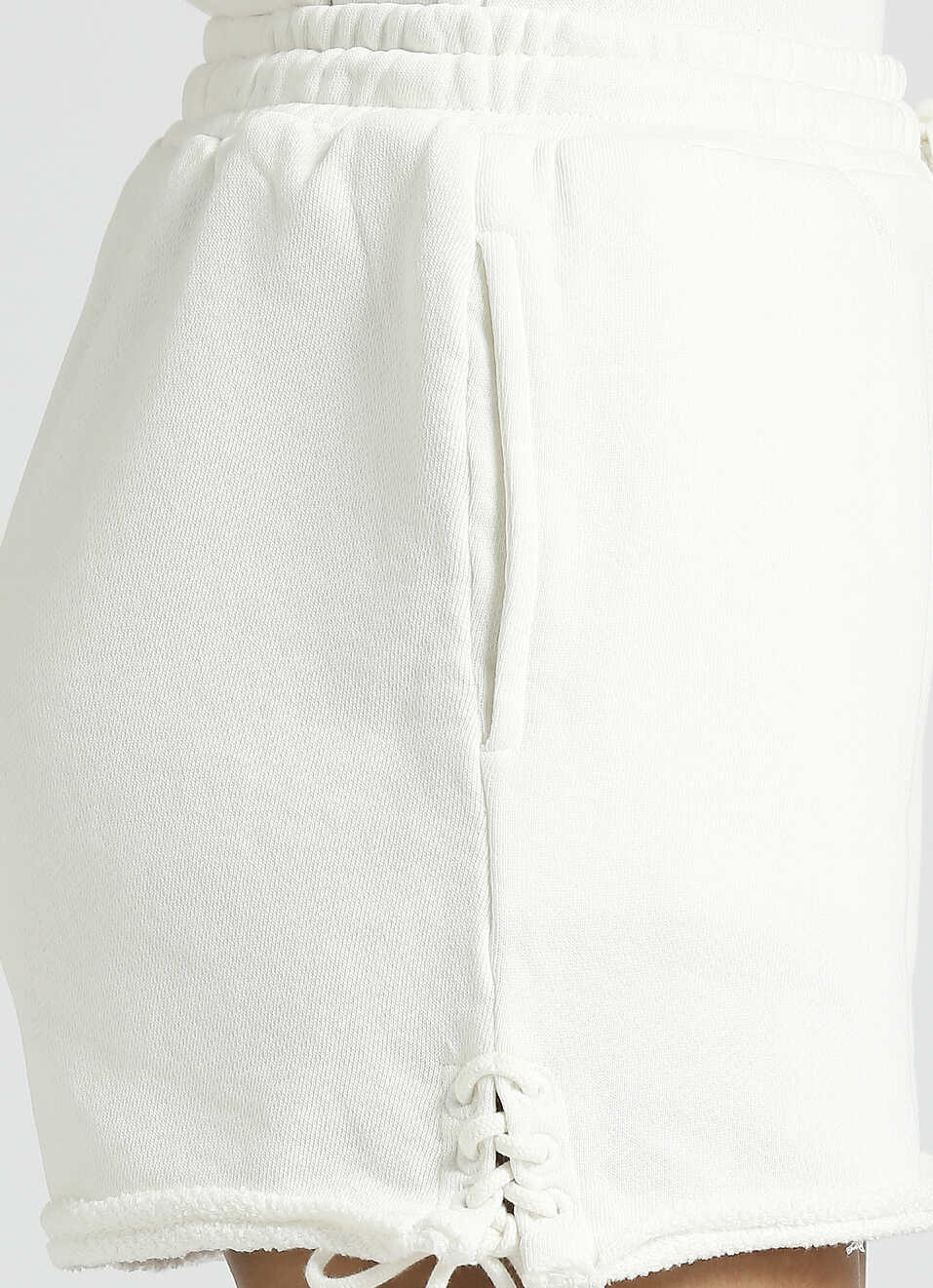 White Brand Print Twill Terry Shorts, , large image number 4