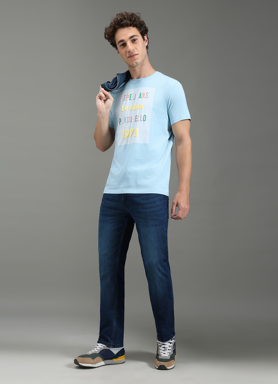 Men Blue Slim Fit Graphic T-shirt, , large image number 2