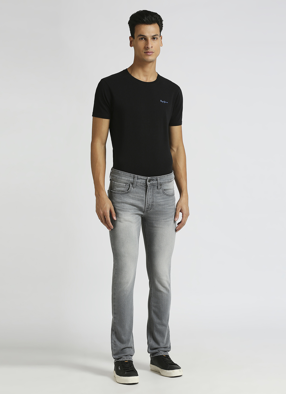 Vapour Grey Mid Rise Slim Fit Jeans, , large image number 1