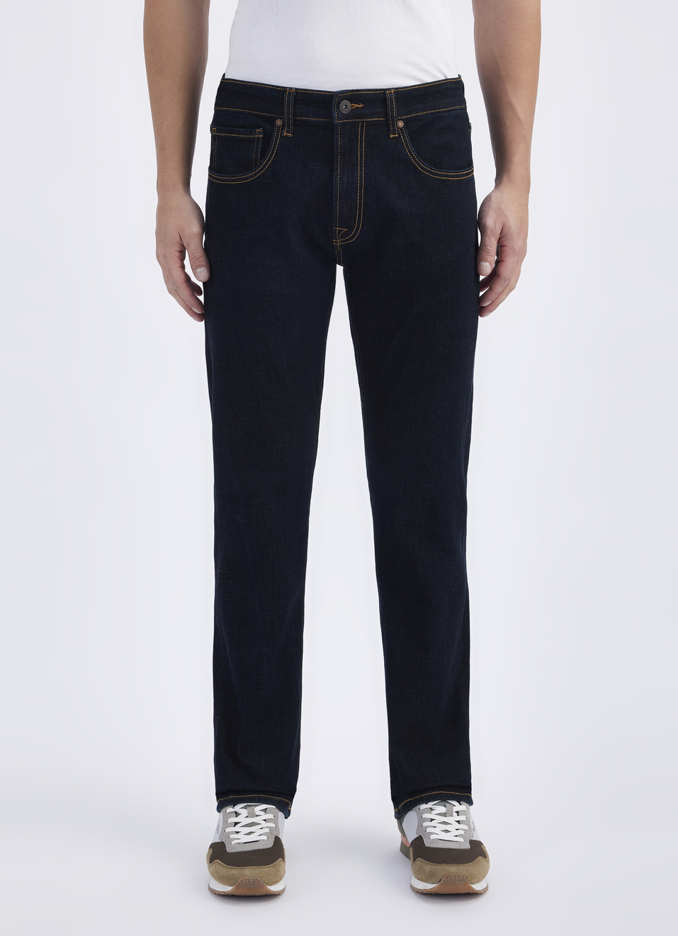 Men Blue Mid Rise Straight Jeans, , large image number 1