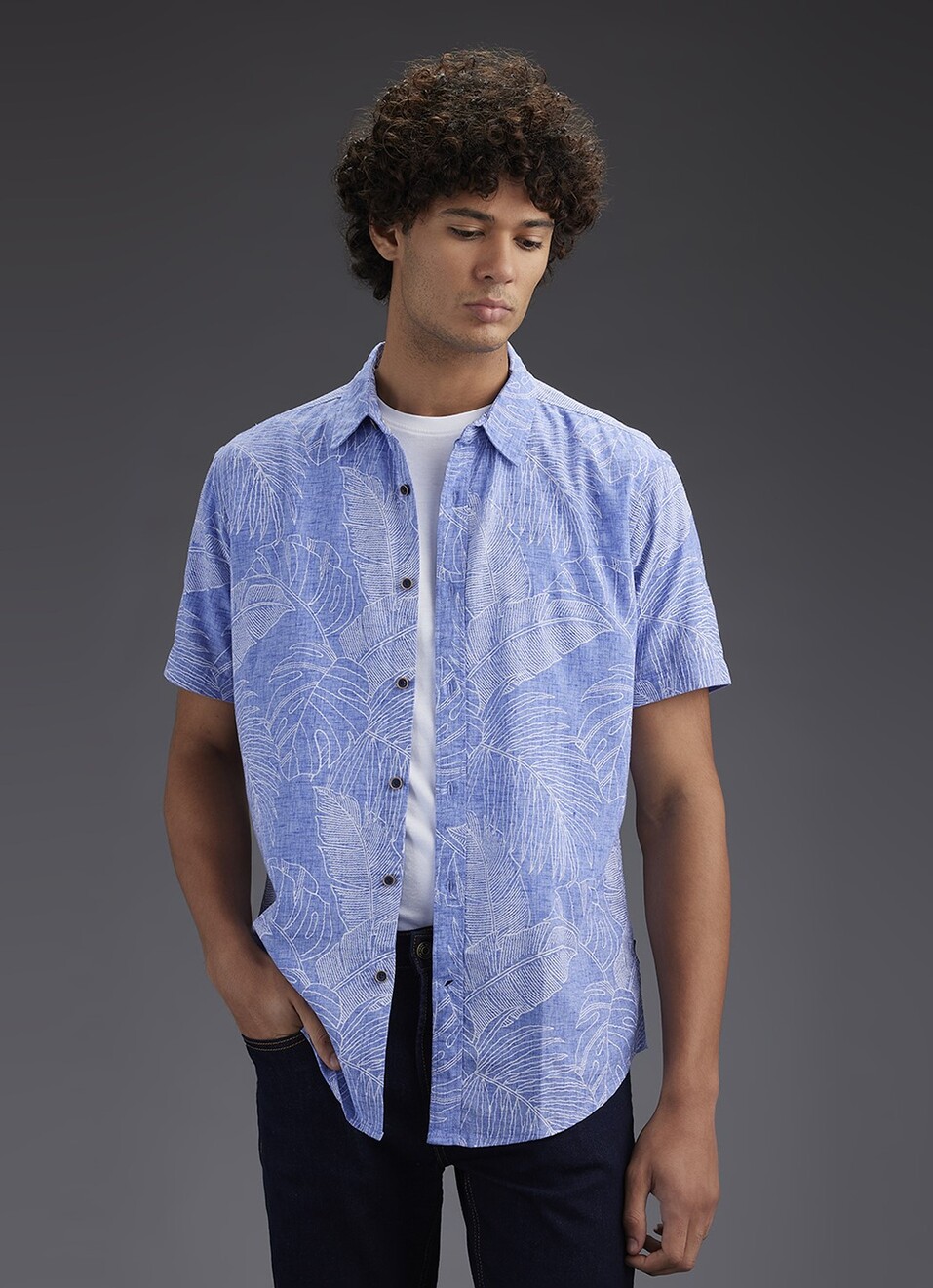 Men Grey Printed Shirt, , large image number 0