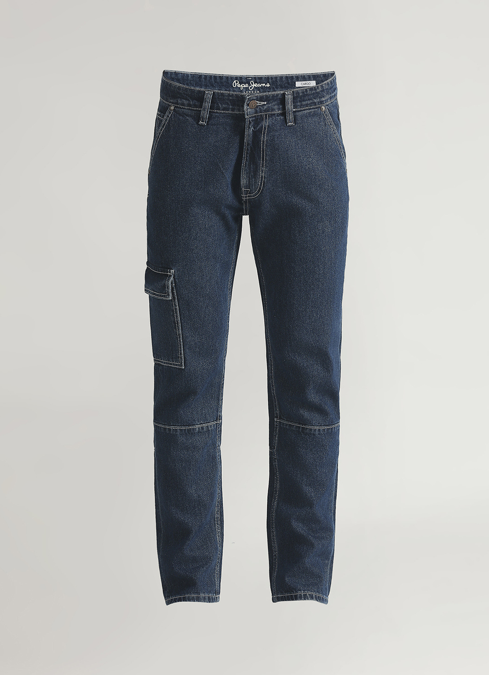 Cargo Straight Mid Rise Dark Blue Jeans, , large image number 6