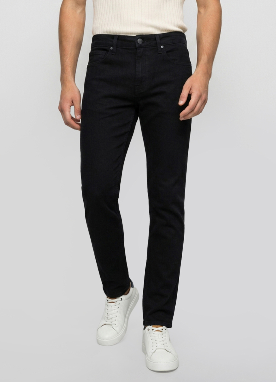 Men Black Rise Slim Fit Stretchable Jeans, , large image number 2