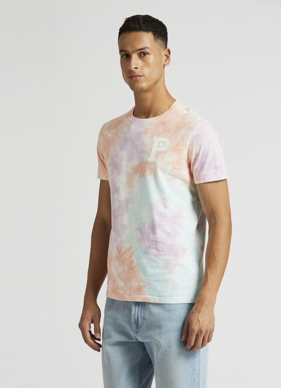 Pink Tie And Dye Print Trendy Short Sleeve T-shirt, , large image number 3