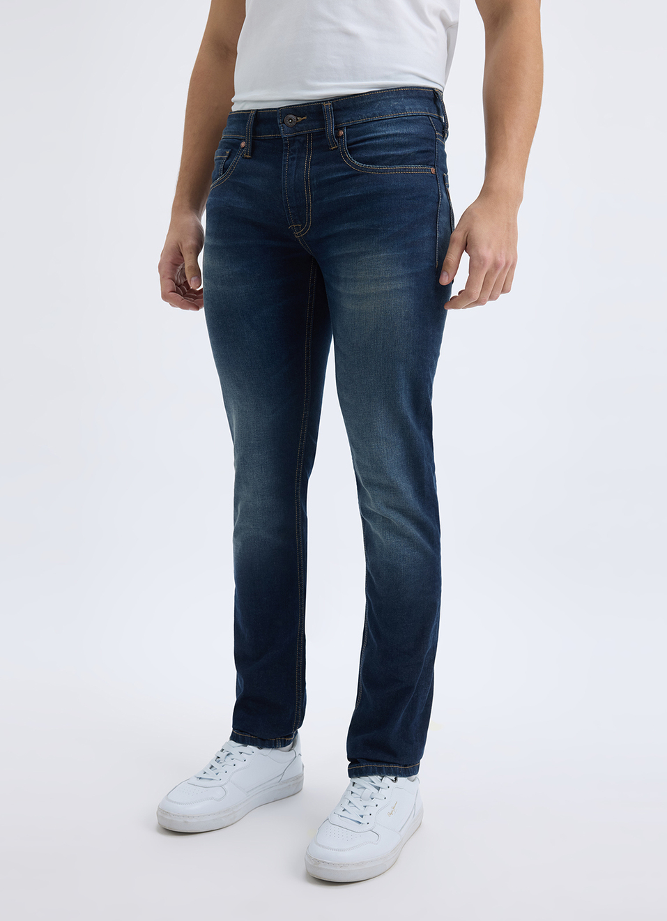 Men Blue Slim Fit Mid Rise Jeans , , large image number 5