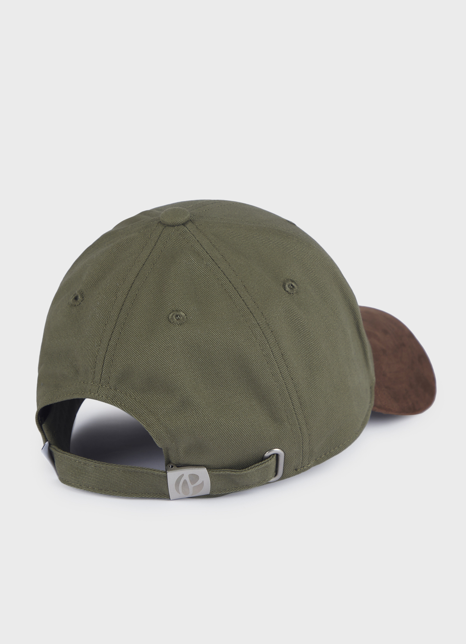 Men Olive Green & Brown Suede Visor Baseball Cap, , large image number 1