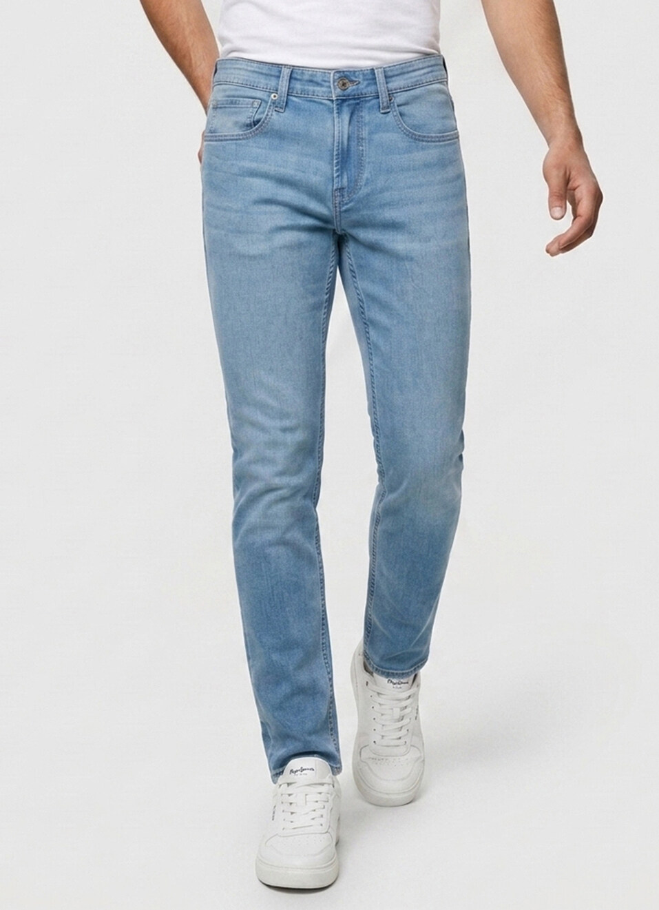 Men Blue Tapered Fit Low Rise Stretchable Jeans, , large image number 2