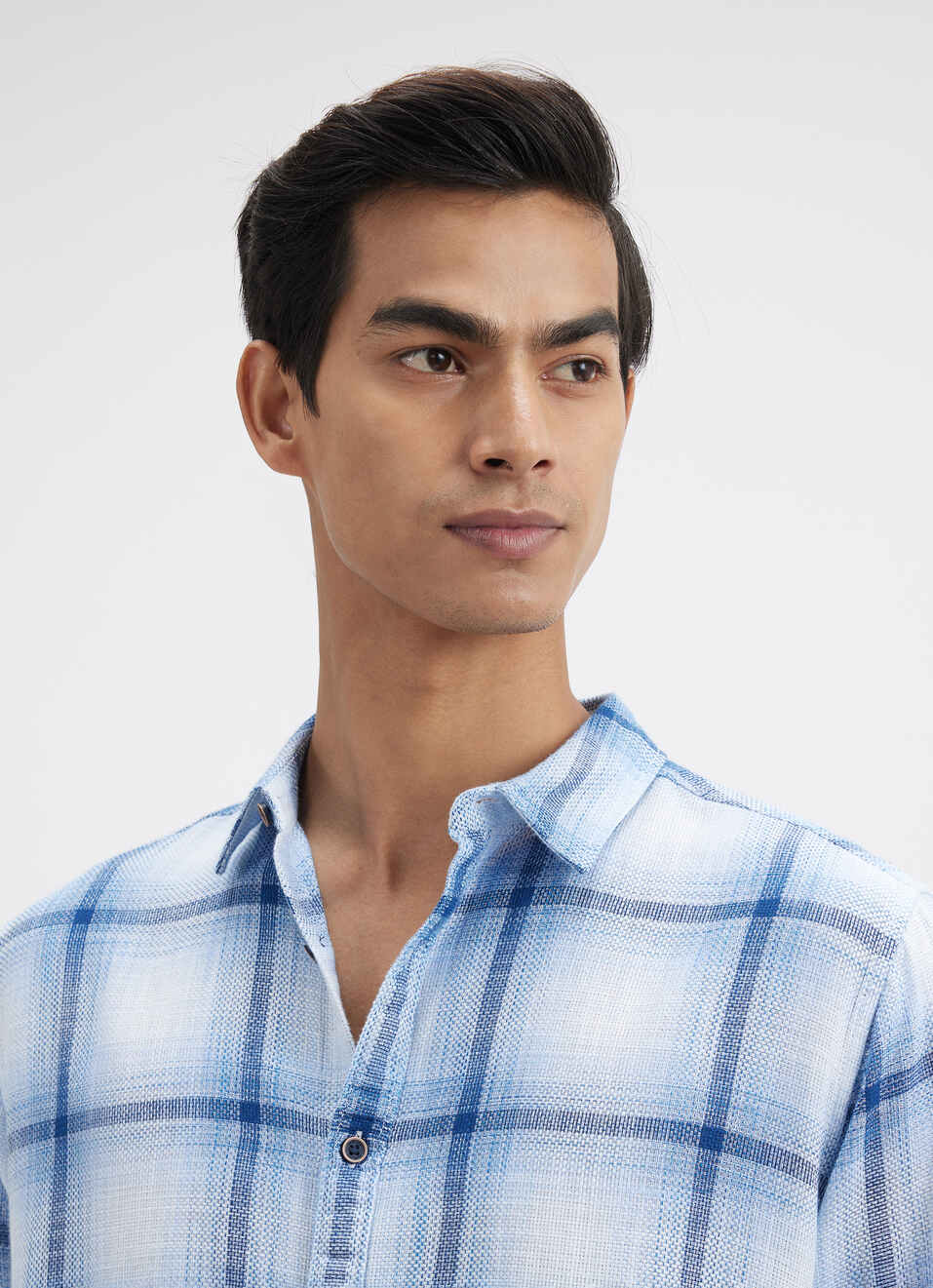 Men Blue Check Full Sleeve Shirt, , large image number 4